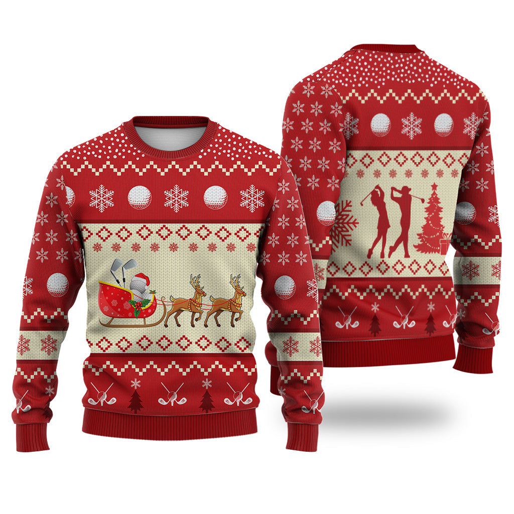 litzzy Golf Reindeer Christmas Sweater Christmas Knitted Print Sweatshirt - Best Gift For Christmas, Noel Malalan - Ugly Christmas Sweater Sweater Adults XS 