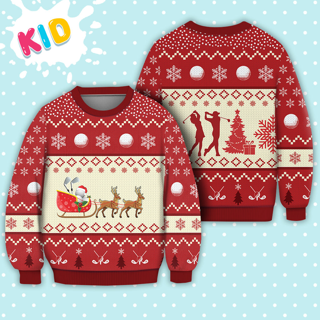 litzzy Golf Reindeer Christmas Sweater Christmas Knitted Print Sweatshirt - Best Gift For Christmas, Noel Malalan - Ugly Christmas Sweater Sweater Kid XS 