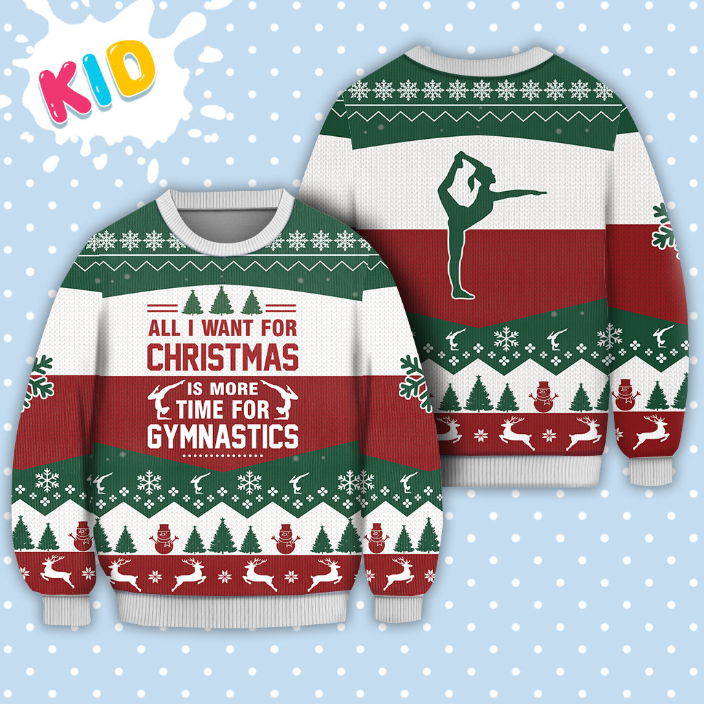litzzy Gymnastics All I Want For Christmas Sweater Christmas Knitted Print Sweatshirt - Best Gift For Christmas, Noel - Christmas Signature Malalan - Ugly Christmas Sweater Sweater Kid XS 
