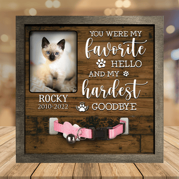 litzzy A Siamese Pet Picture Frames Memorial Cat hardest to say goodbye Cat Lover Gift, Memorial Gifts Pet Picture Frame Style 1 7.9 x 7.9 