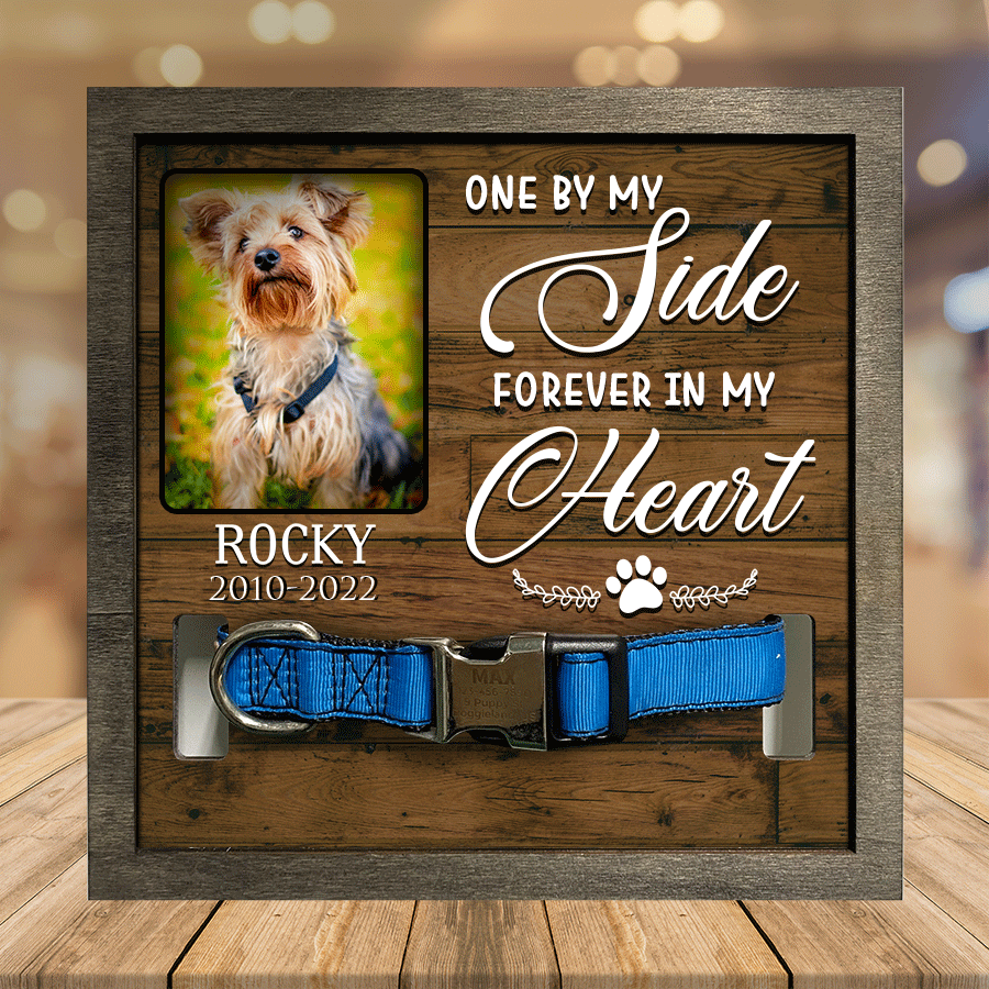 litzzy A Yorkshire Terrier Dog Picture Frames Memorial Pet one by my side forever in my heart Dog Lover Gift Pet Picture Frame Style 1 7.9 x 7.9 
