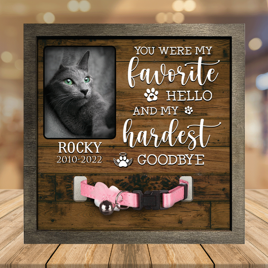 litzzy A Russian Blue Cat Picture Frames Memorial Pet you were my favorite Hello, memorial painting Pet Picture Frame Style 1 7.9 x 7.9 
