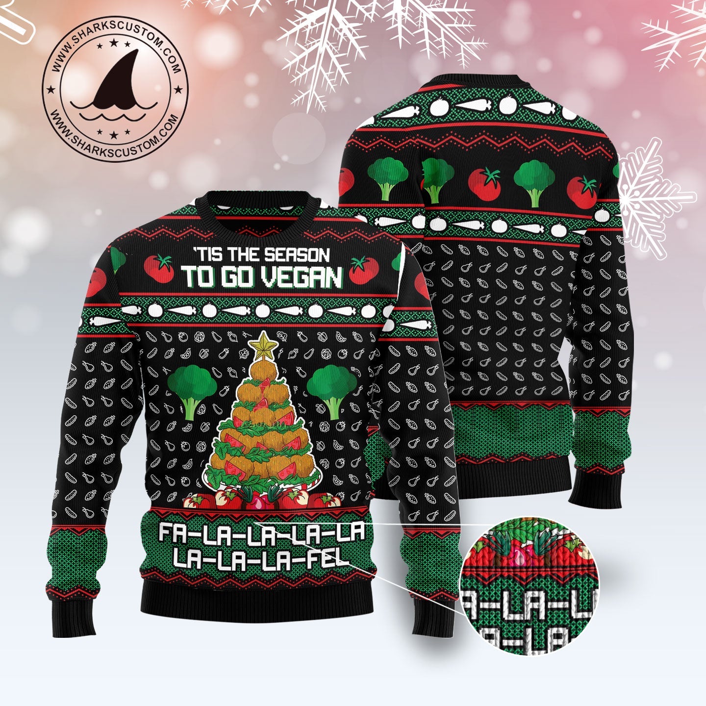 litzzy Vegan HT071226 Ugly Christmas Sweater unisex womens & mens, couples matching, friends, funny family ugly christmas holiday sweater gifts (plus size available) -  Best Gift For Christmas, Noel Malalan - Christmas Signature sweater   