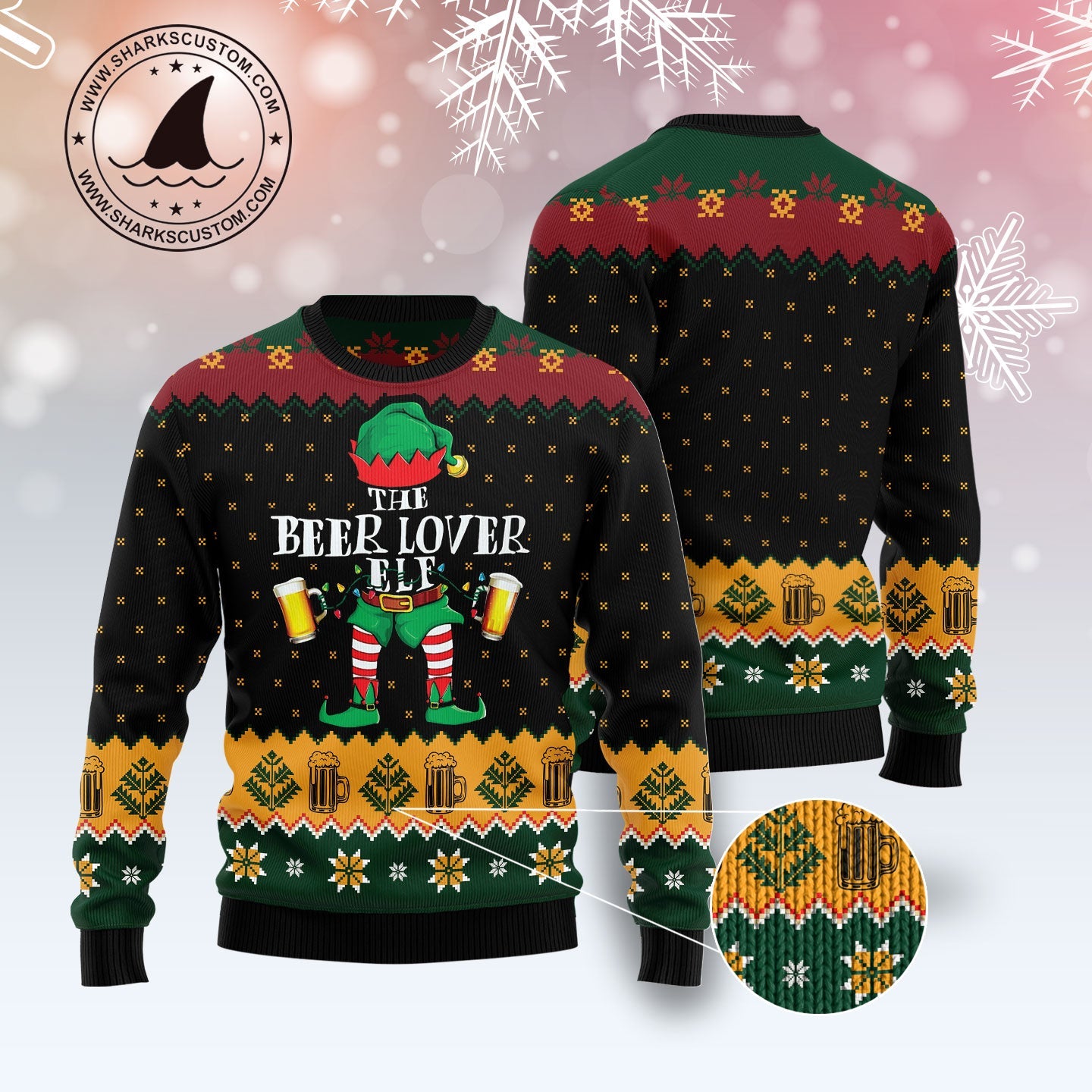 litzzy The Beer Lover Elf HT081220 Ugly Christmas Sweater unisex womens & mens, couples matching, friends, funny family ugly christmas holiday sweater gifts (plus size available) -  Best Gift For Christmas, Noel Malalan - Christmas Signature sweater   
