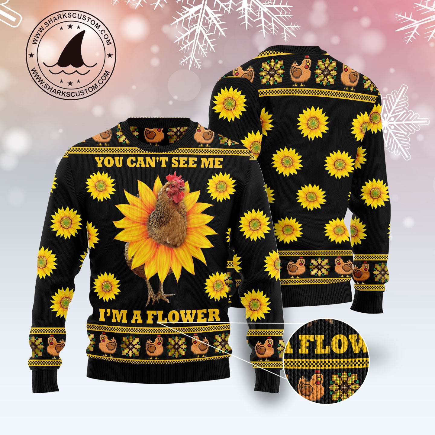 litzzy Chicken Flower HT081225 Ugly Christmas Sweater unisex womens & mens, couples matching, friends, funny family ugly christmas holiday sweater gifts (plus size available) -  Best Gift For Christmas, Noel Malalan - Christmas Signature sweater   