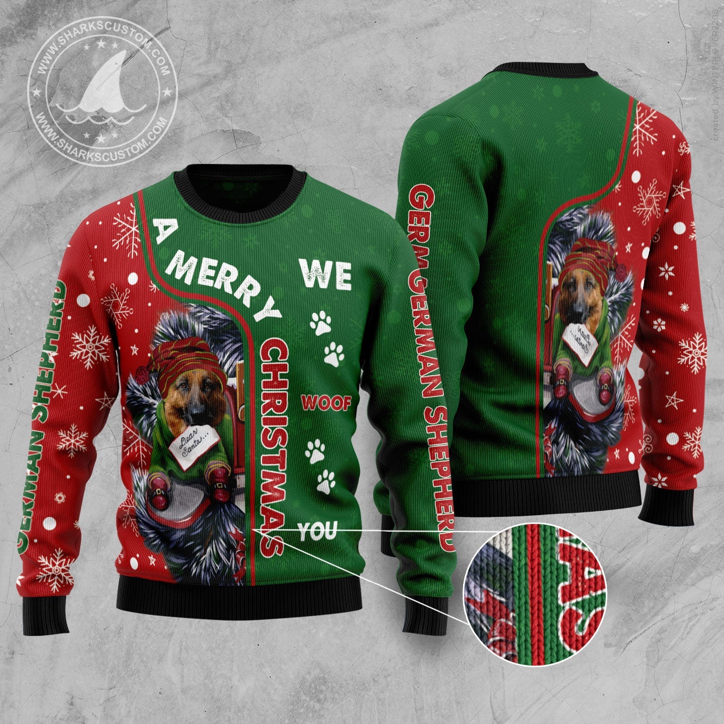 litzzy German Shepherd Merry Christmas HZ101608 Ugly Christmas Sweater -  Best Gift For Christmas, Noel Malalan - Christmas Signature sweater   
