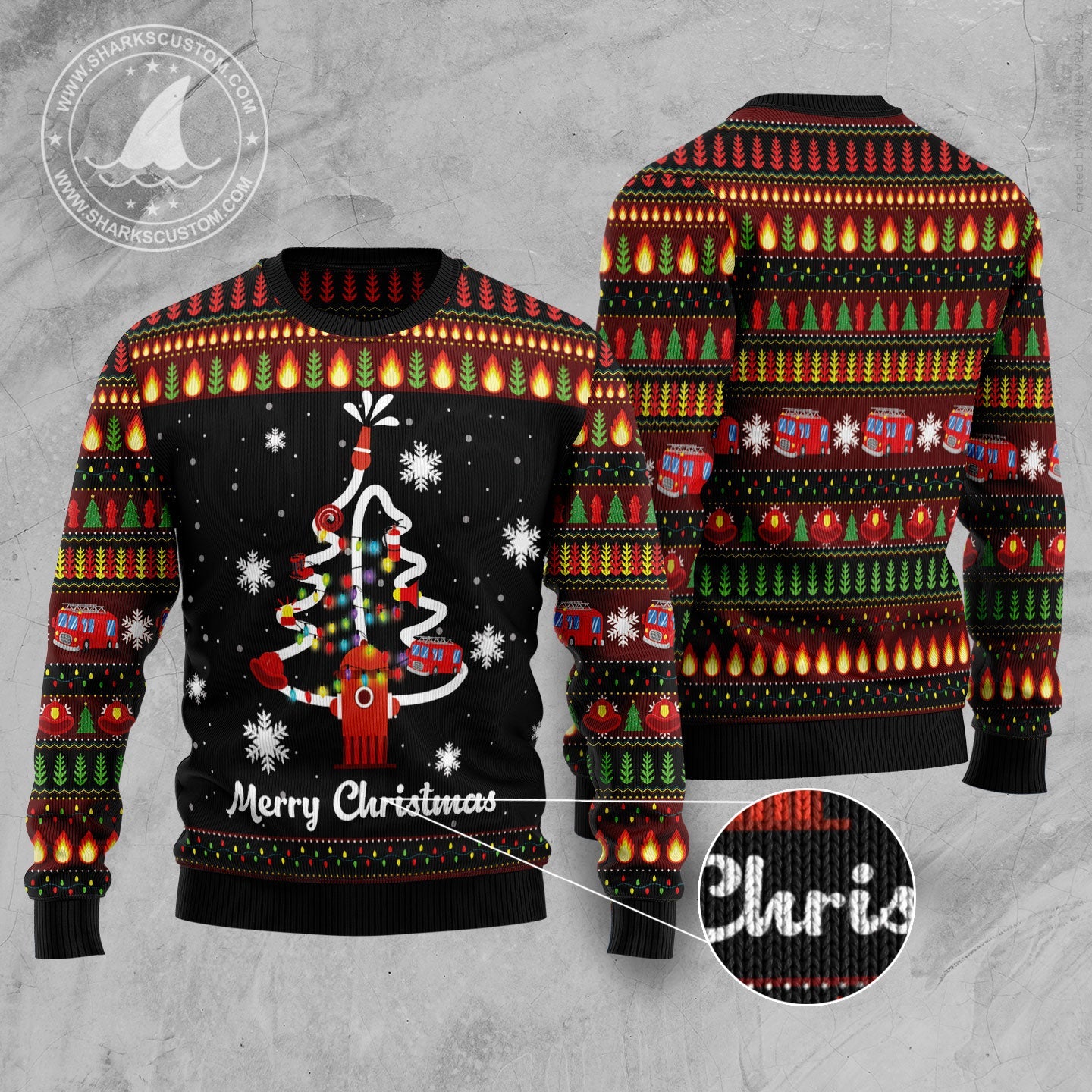 litzzy Merry Christmas Firefighter HZ102110 Ugly Christmas Sweater -  Best Gift For Christmas, Noel Malalan - Christmas Signature sweater   