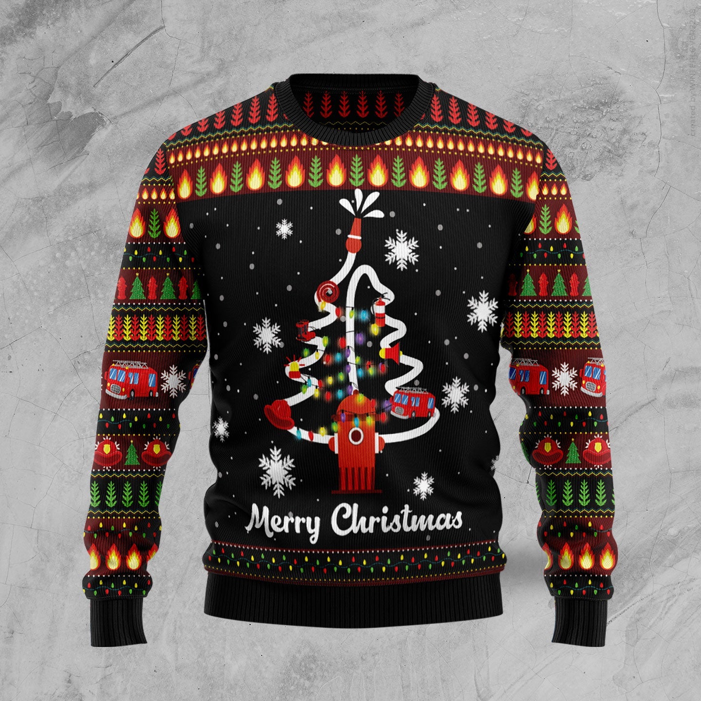 litzzy Merry Christmas Firefighter HZ102110 Ugly Christmas Sweater -  Best Gift For Christmas, Noel Malalan - Christmas Signature sweater   