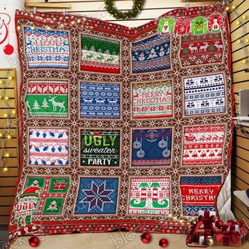 litzzy Happy Ugly Christmas Party CL22100239MDQ Fleece Blanket Quilt Blanket   