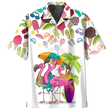 litzzy Flamingo Hawaiian Shirt, Flowers Flamingo Aloha Shirt, Men's Hawaiian Shirt Button Down Short Sleeves - Aloha shirt Hawaiian Hawaii Shirt For Summer Hawaii Shirt Style 2 XS 
