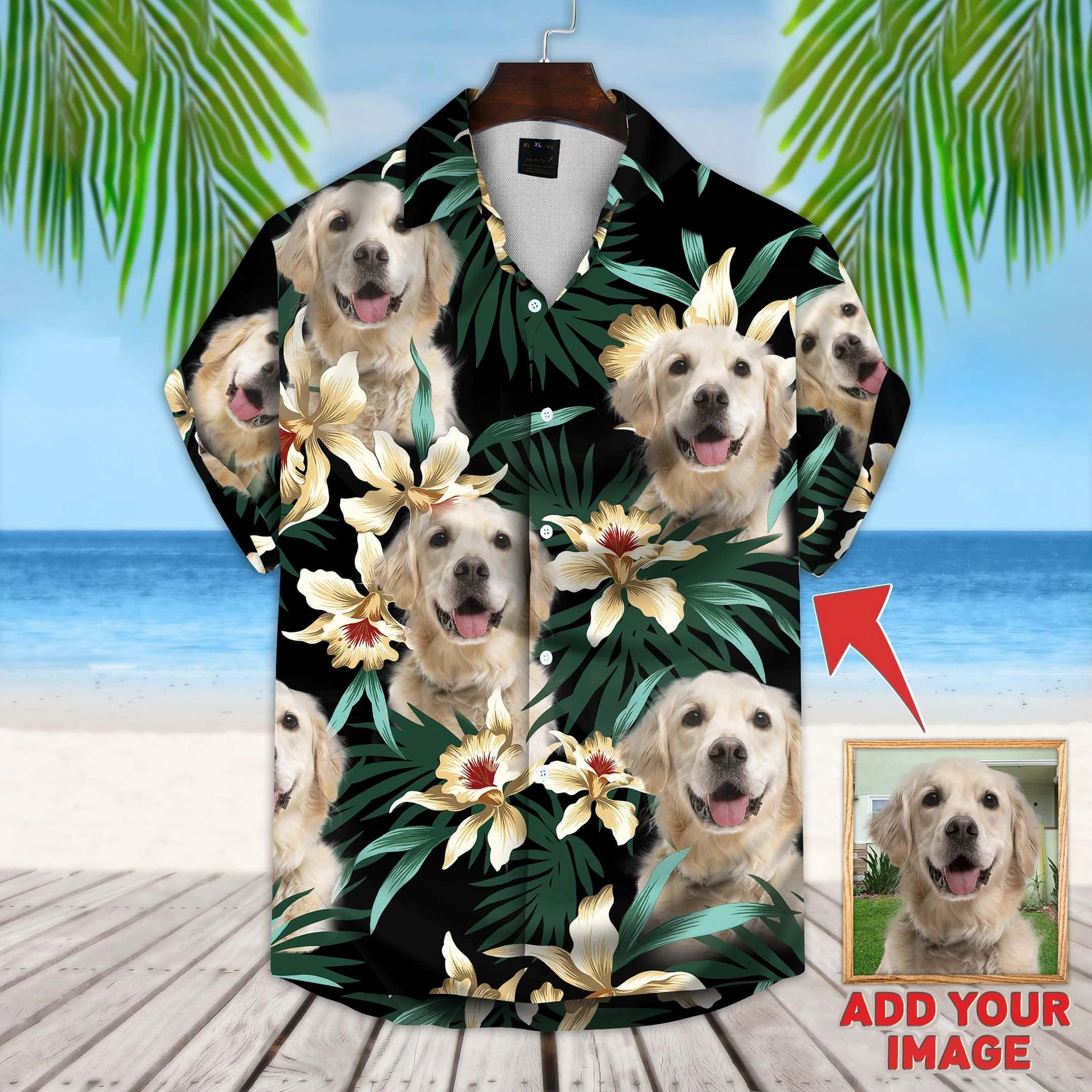 litzzy Custom photo Dog floral Aloha Shirt, dog Flowers Pattern Short-Sleeve Hawaiian Shirt, Dog Hawaiian shirt For Men, Women - Aloha shirt Hawaiian Hawaii Shirt For Summer Hawaii Shirt Style 1 XS 
