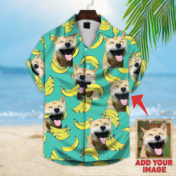 litzzy Custom photo Dog Aloha Shirt, dog banana Pattern Short-Sleeve Hawaiian Shirt, Dog Hawaiian shirt For Men, Women - Aloha shirt Hawaiian Hawaii Shirt For Summer Hawaii Shirt Style 1 XS 