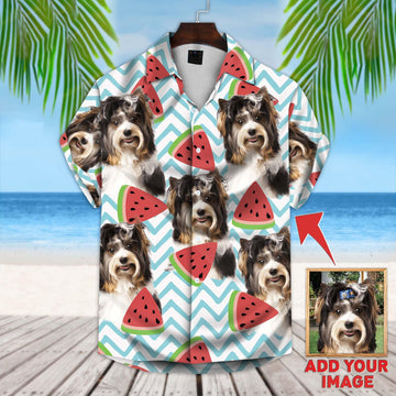 litzzy Custom Watermelon Pattern Short-Sleeve Hawaiian Shirt (White Color) Hawaii Shirt   