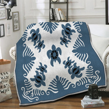 litzzy Hawaiian Turtle Fleece Blanket HST19102881 Fleece Blanket   