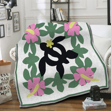 litzzy Hawaiian Turtle Fleece Blanket HST19102882 Fleece Blanket   