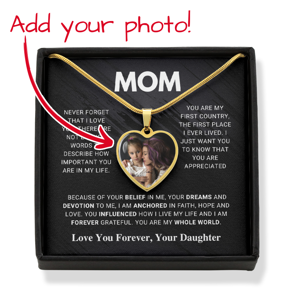 litzzy Mom - Whole World - Photo Heart Pendant Necklace Gift Jewelry   