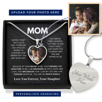 litzzy Mom - Whole World - Photo Heart Pendant Necklace Gift Jewelry   