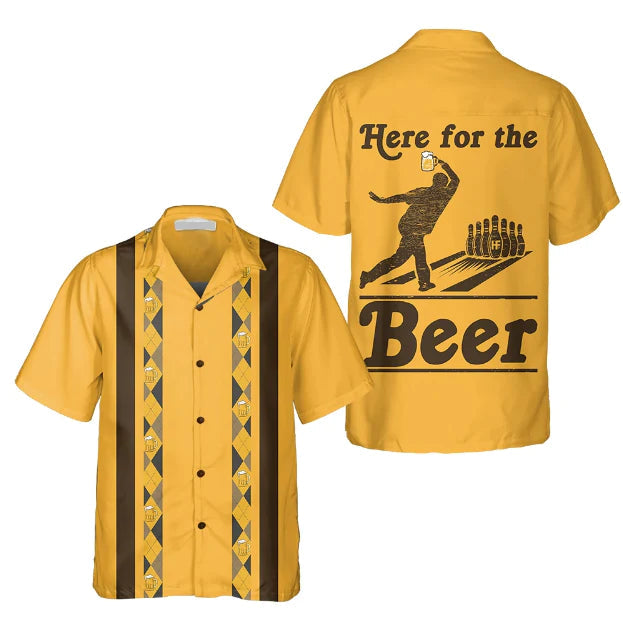 litzzy Here For The Beer Bowling Hawaii Shirt for Men and women - Aloha shirt Hawaiian Hawaii Shirt For Summer Hawaii Shirt   