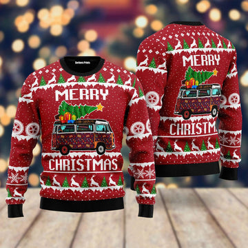 litzzy Hippie Car Merry Christmas Ugly Christmas Sweater | For Men & Women | Adult | US4774 - Ugly Sweater Gift For Lover sweater   