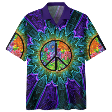 litzzy Psychedelic Shirt- Peace Sign- Hawaiian Shirt - Aloha shirt Hawaiian Hawaii Shirt For Summer Hawaii Shirt Style 2 XS 