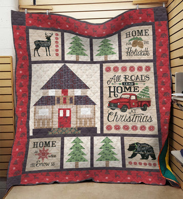 litzzy Home For Christmas Day NI1210048MT Fleece Blanket Quilt Blanket   