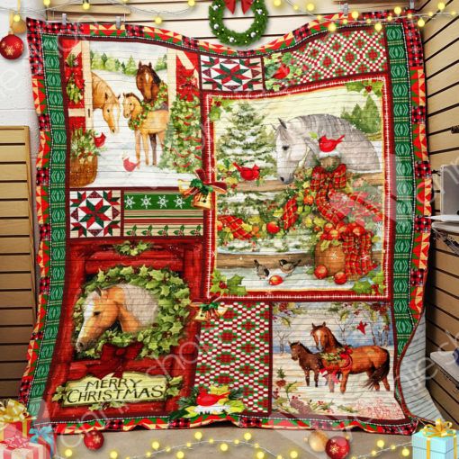 litzzy Horse Christmas CL15100204MDQ Fleece Blanket Quilt Blanket   