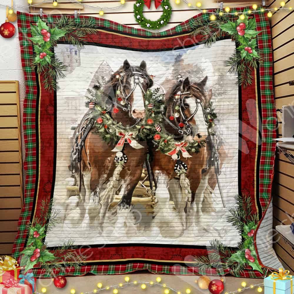 litzzy Horse Christmas CL15100206MDQ Fleece Blanket Quilt Blanket   