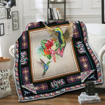 litzzy Hummingbird Fleece Blanket HST19101107 Fleece Blanket   