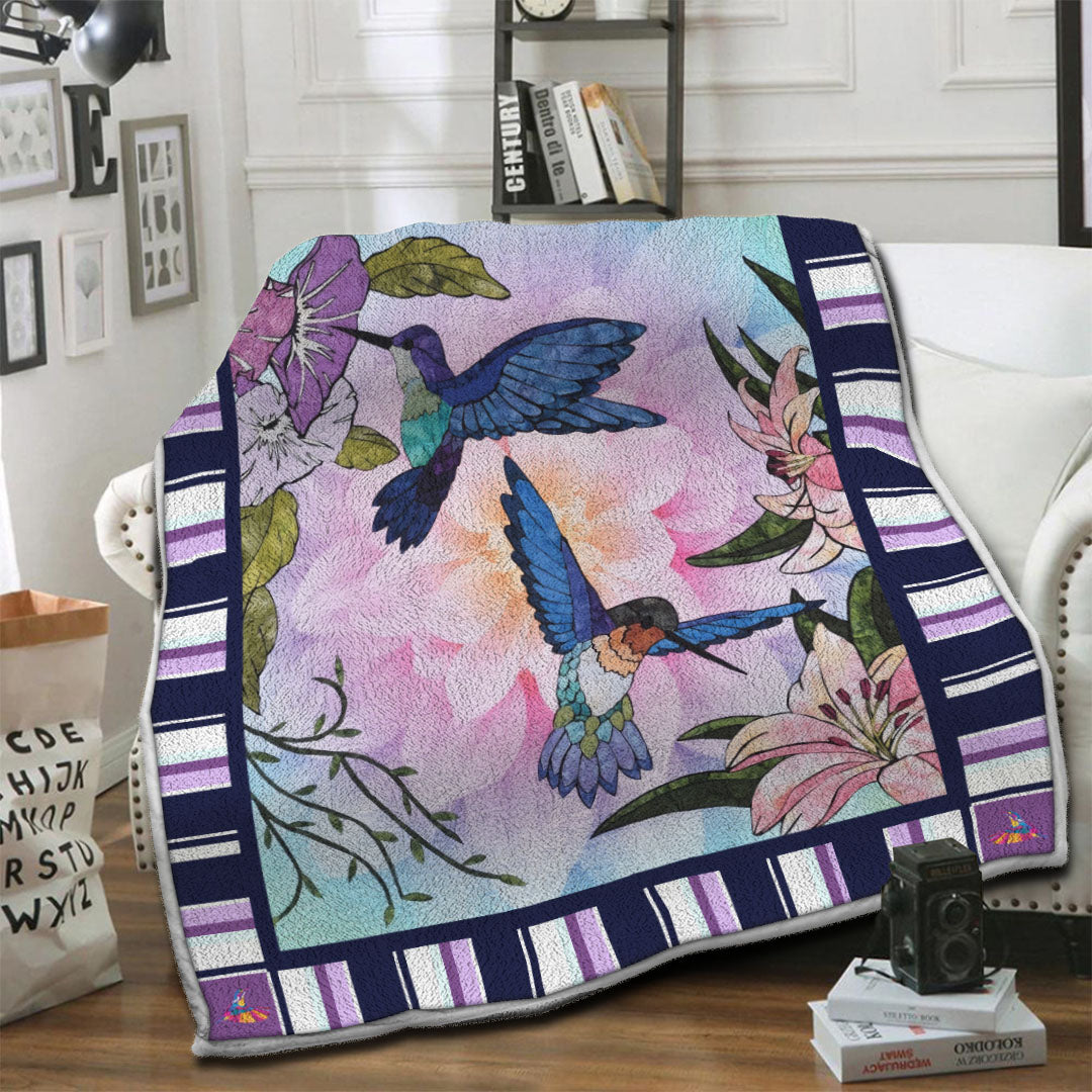 litzzy Hummingbird Fleece Blanket HST19101311 Fleece Blanket   