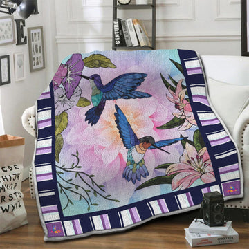 litzzy Hummingbird Fleece Blanket HST19101311 Fleece Blanket   