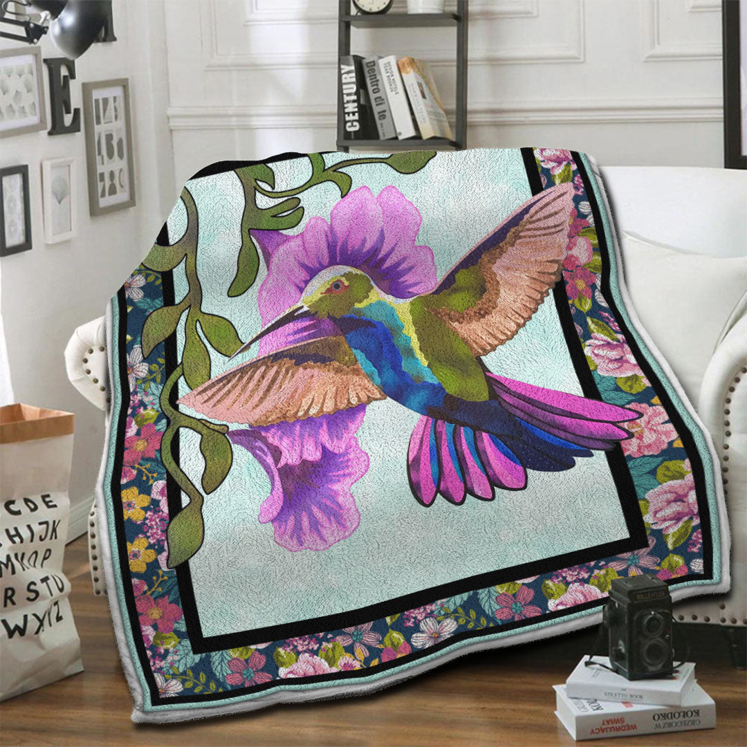 litzzy Hummingbird Fleece Blanket HST19101312 Fleece Blanket   