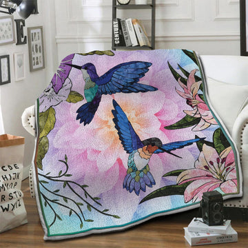 litzzy Hummingbird Fleece Blanket HST19101313 Fleece Blanket   