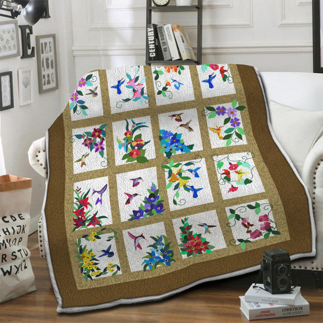 litzzy Hummingbird Fleece Blanket HST19101821 Fleece Blanket   