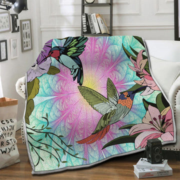 litzzy Hummingbird Fleece Blanket HST19102946 Fleece Blanket   