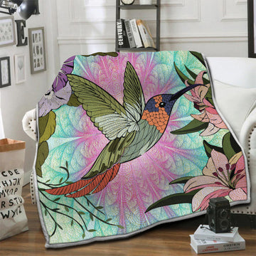 litzzy Hummingbird Fleece Blanket HST19102947 Fleece Blanket   