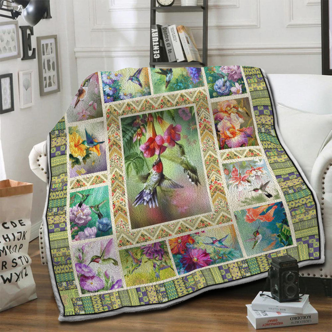 litzzy Hummingbird Fleece Blanket HST19102948 Fleece Blanket   