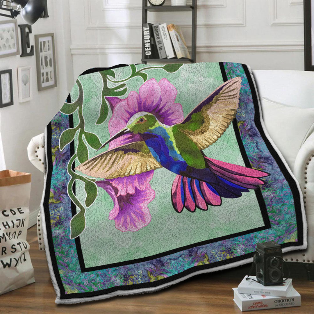 litzzy Hummingbird Fleece Blanket HST19102950 Fleece Blanket   