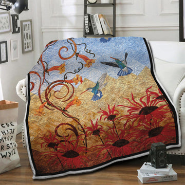 litzzy Hummingbird Fleece Blanket HST19102951 Fleece Blanket   