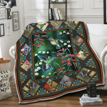 litzzy Hummingbird Fleece Blanket HST19102953 Fleece Blanket   