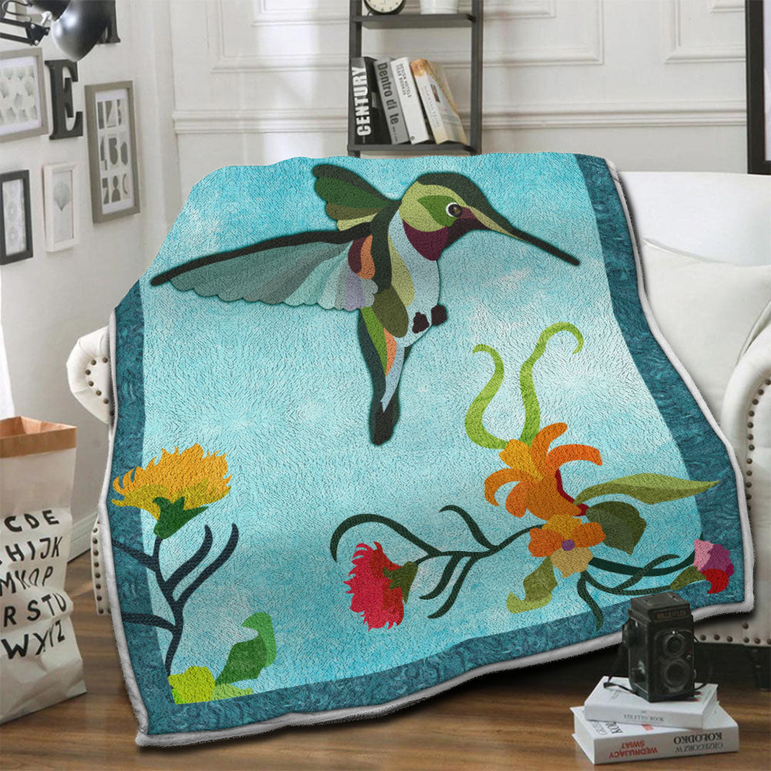 litzzy Hummingbird Fleece Blanket HST1910642 Fleece Blanket   