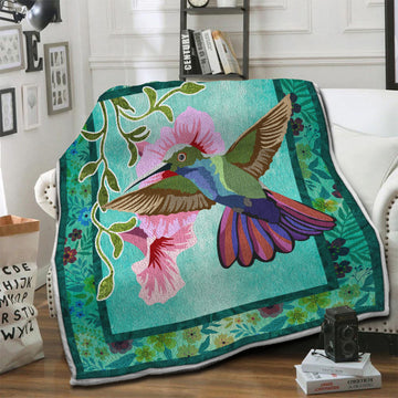 litzzy Hummingbird Fleece Blanket HST1910643 Fleece Blanket   