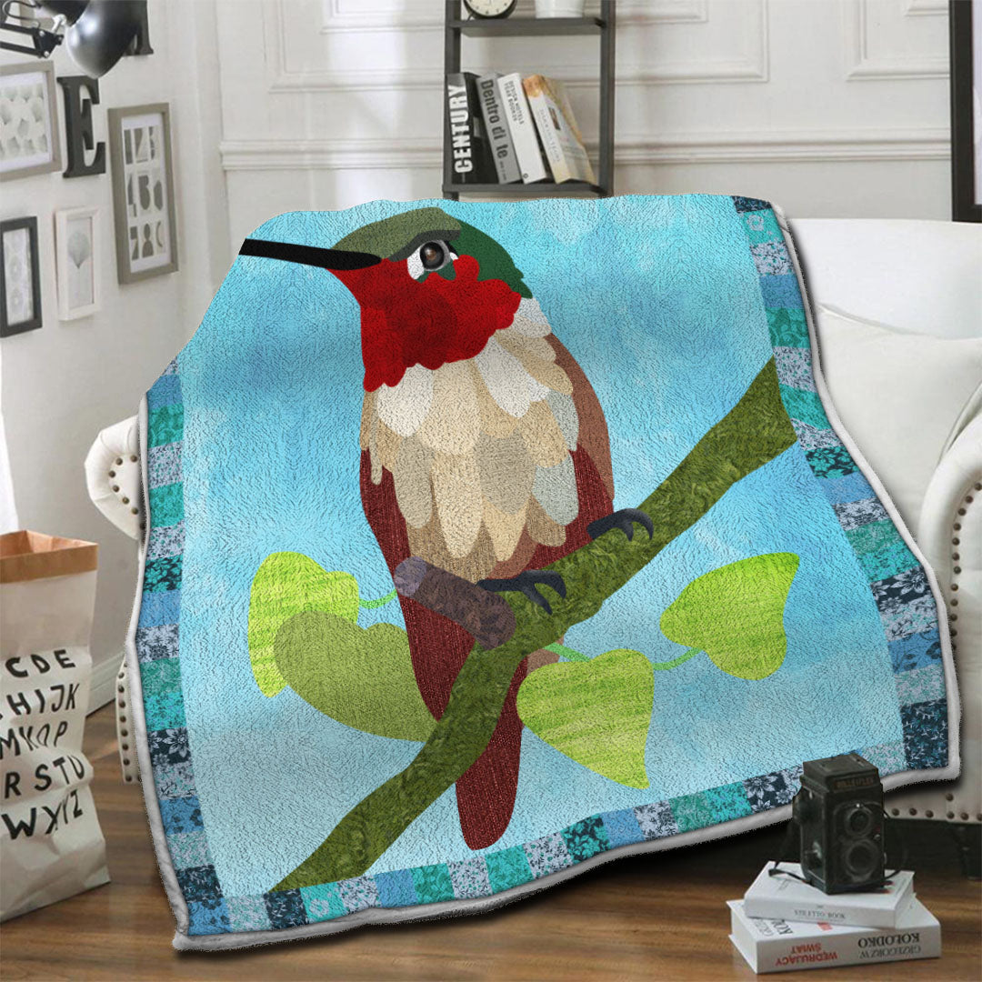 litzzy Hummingbird Fleece Blanket HST1910645 Fleece Blanket   