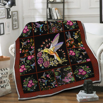 litzzy Hummingbird Fleece Blanket HST1910919 Fleece Blanket   