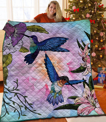 litzzy Hummingbird Fleece Blanket HQT201159 Quilt Blanket   