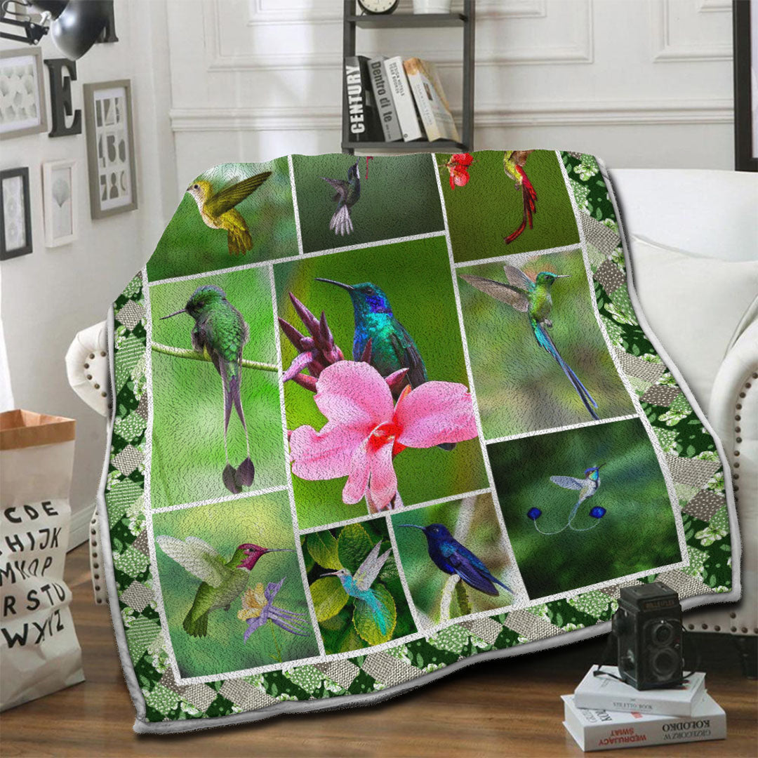 litzzy Hummingbird HQT16101021 Fleece Blanket Fleece Blanket   