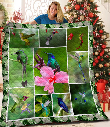 litzzy Hummingbird Fleece Blanket HQT201161 Quilt Blanket   