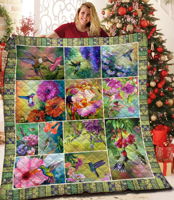 litzzy Hummingbird Fleece Blanket HQT201162 Quilt Blanket   