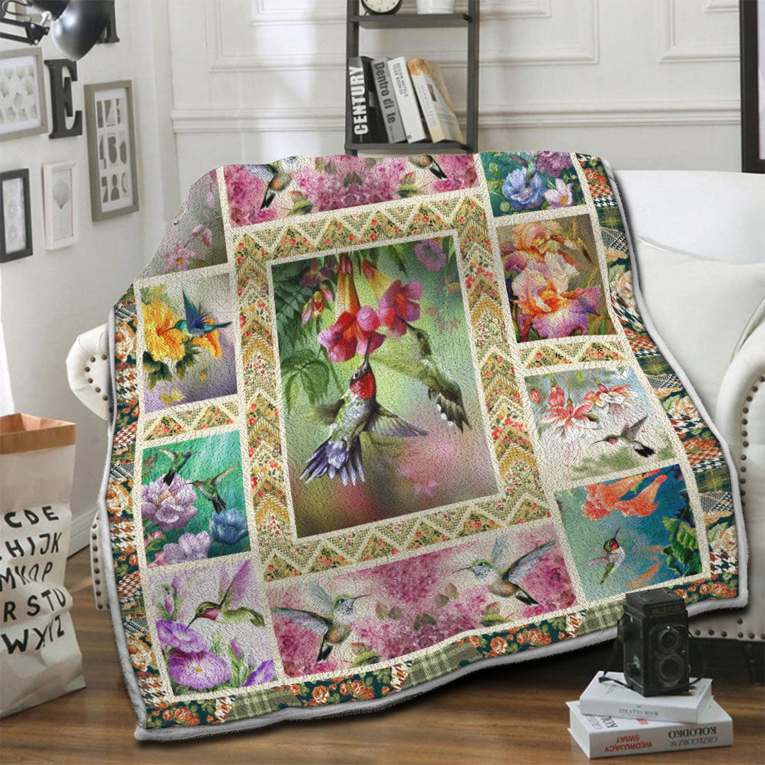 litzzy Hummingbird HQT1610333 Fleece Blanket Fleece Blanket   