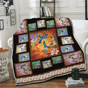 litzzy Hummingbird HQT1610355 Fleece Blanket Fleece Blanket   