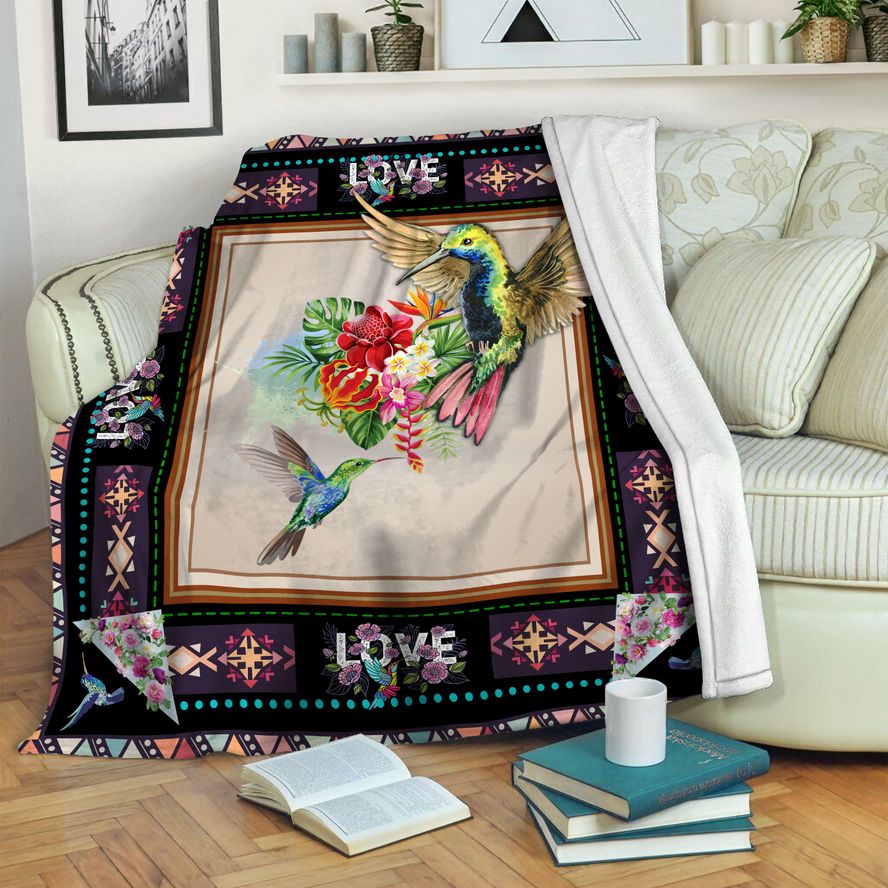 litzzy Hummingbird Fleece Blanket HST19101107 Fleece Blanket   